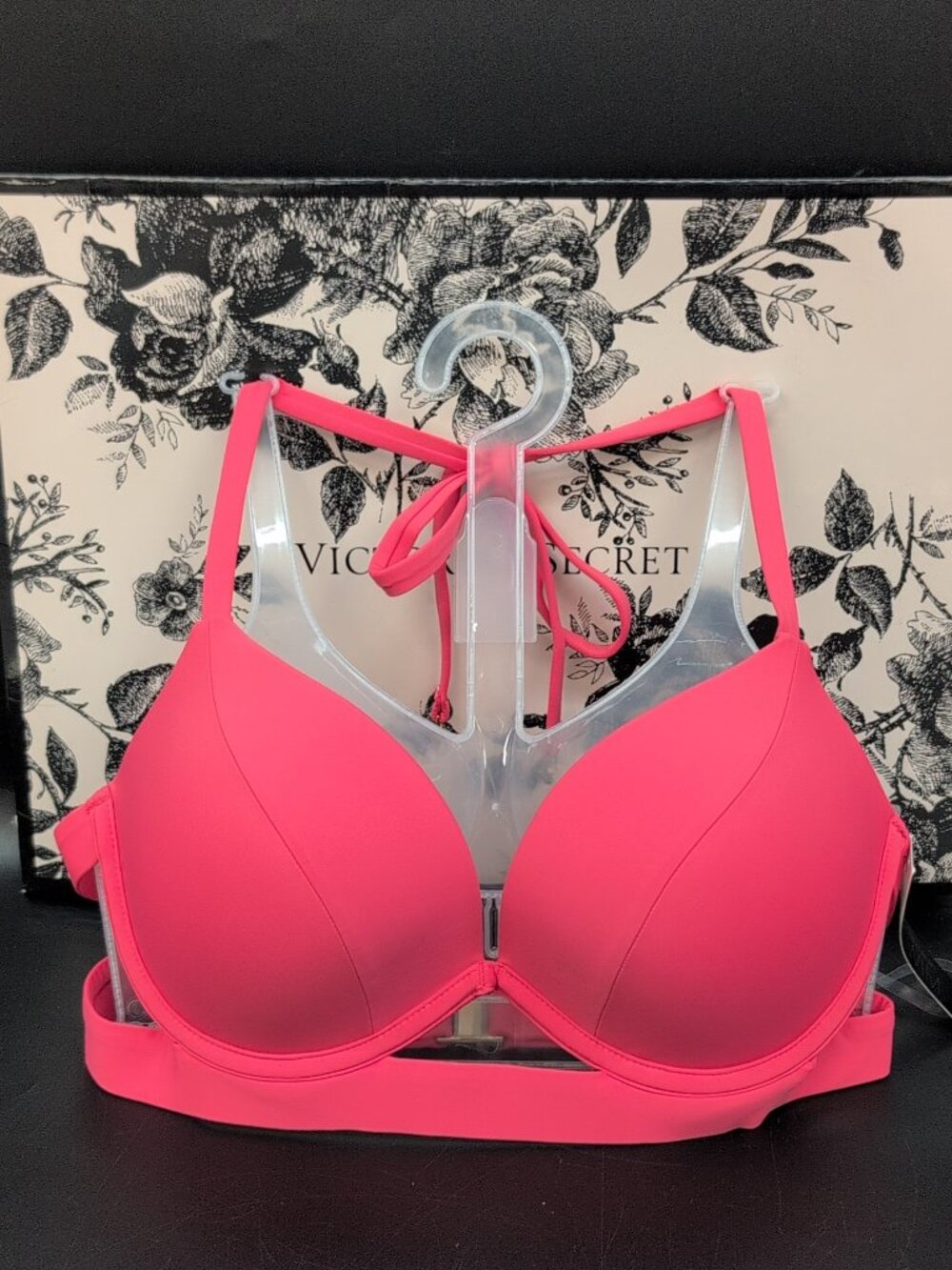 Victoria's Secret Swim Archives Banded Push Up Bikini Top 34C Pink Island
